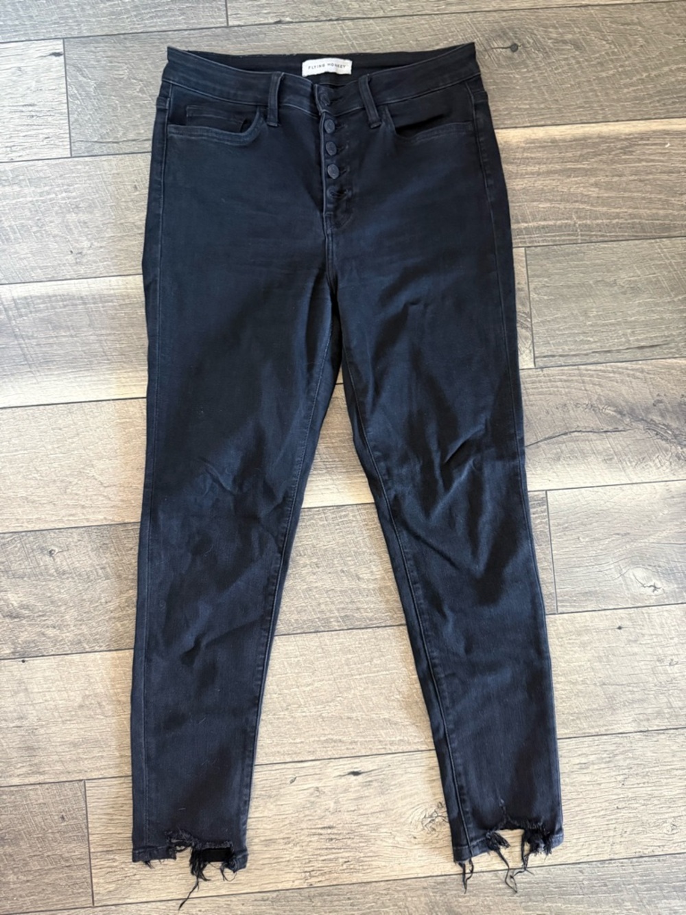 Flying Monkey Black High-Rise Button-Front Skinny Jeans Size 29